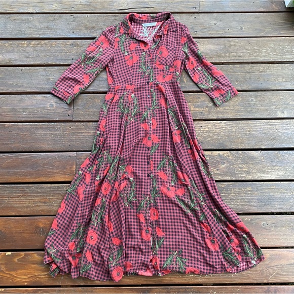 Zara Dresses & Skirts - Zara dark floral peony flower maxi button down dress